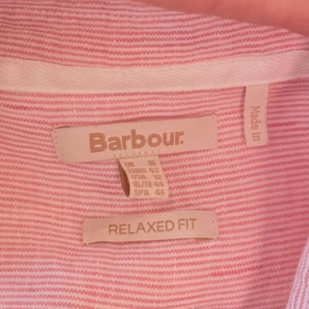 Barbour Pink Linen Relaxed Fit Button Down Shirt Size 12 Large - Picture 8 of 11